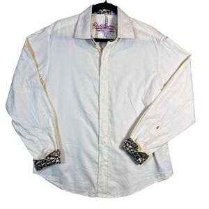 Robert Graham Men's Medium Pale Yellow Button Down Shirt 100%‎ Cotton